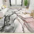 thumbnail image 3 of Gray Pink Ink Graffiti Area Rugs Gradient Irregular Crack Marble Entryway Rug Short Pile Non-Slip Soft Washable Indoor Carpet for Living Room Bedroom 4x6ft, 3 of 6