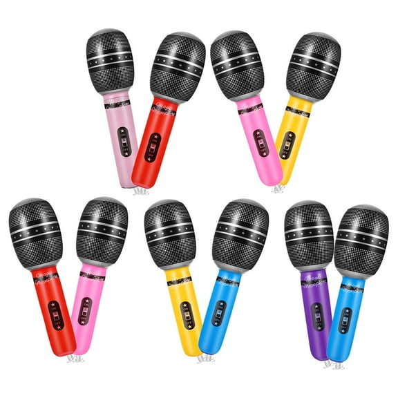 FRCOLOR 10Pcs Inflatable Microphone Funny Blow up Inflatable Plastic Microphone Party Accessories (Mixed Style)