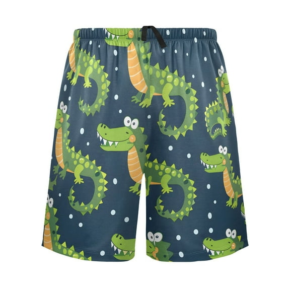 joogoo Mens Swim Trunks Cute Crocodile Hand Drawn Beach Shorts Drawstring Elastic Waist Swimwear Bathing Suits L