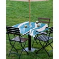 thumbnail image 4 of nqOlkjepod Blue Waves Outdoor Tablecloth with Umbrella Hole & Zipper, Ombre Sea Ripples Shabby Beach Square Table Cover 60x60 Inch, Dining Waterproof Table Cloth Protector for Patio/Party/Picnic, 4 of 7