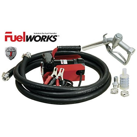 12v Fuel Transfer Pump - Fuelworks 10304010A 12V 10GPM Fuel Transfer Pump Kit with 13' Hose and Manual Nozzle, Red