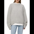 thumbnail image 3 of Suéter de Mujer, Cuello Redondo, Larga, Holgado, Tejido Suave, Dobladillo Acanalado, para Otoño e Invierno. Gris Talla Única, 3 of 9