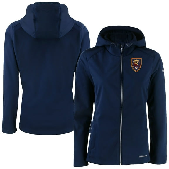 Women's-Cutter & Buck Navy Real Salt Lake Evoke Eco Softshell Recycled Full-Zip Jacket