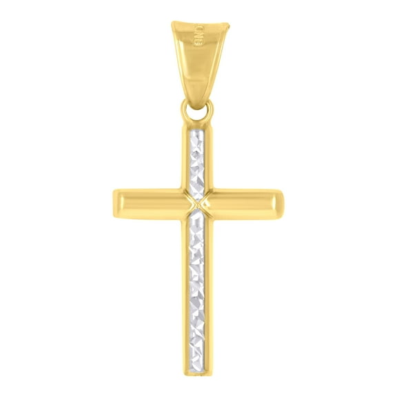 14k Two-tone Gold Mens Cross Religious Charm Pendant Pendant Necklace for Men