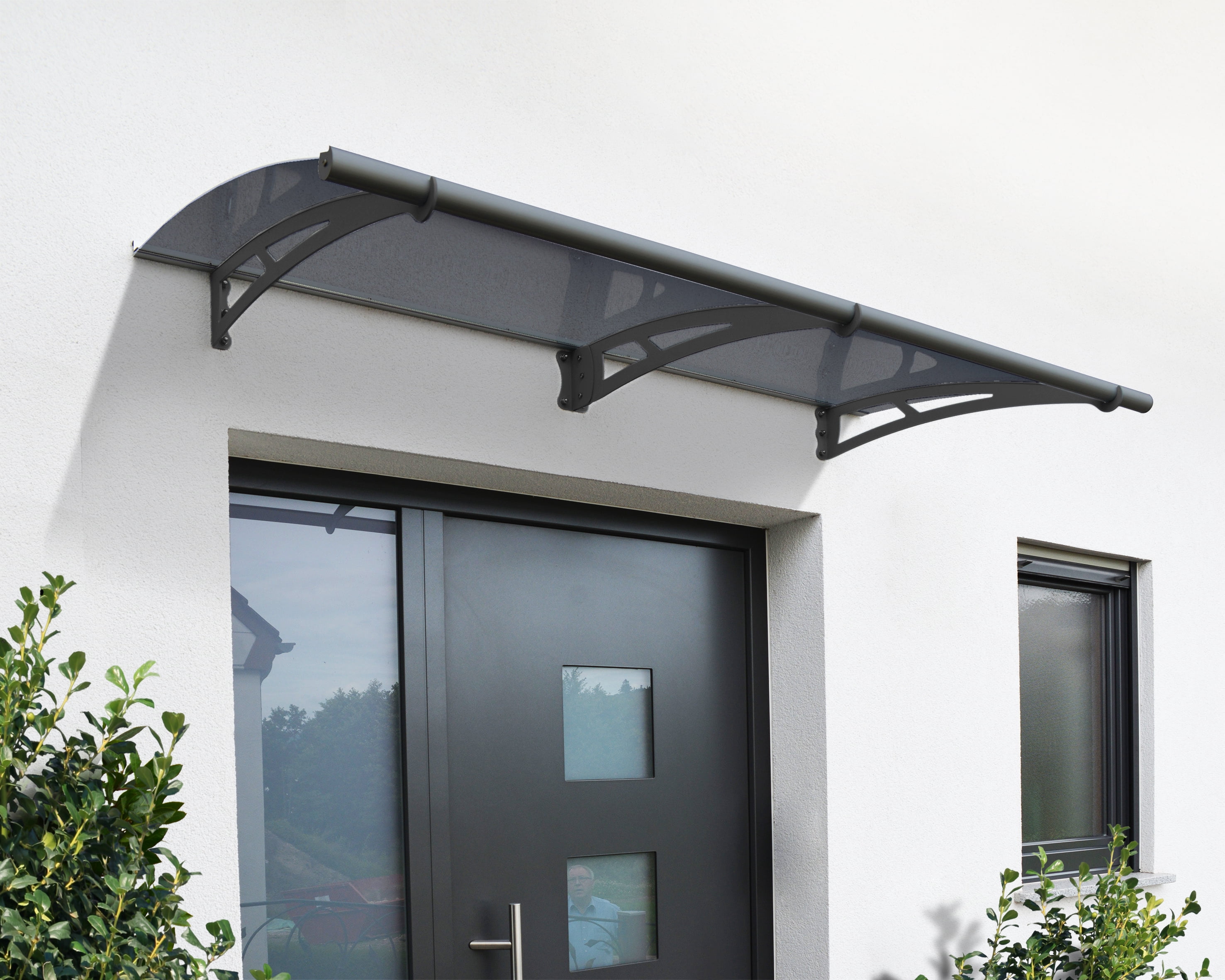 Palram - Canopia Aquila 2050 7' x 3' Acrylic/Galvanized Steel Awning - Gray/Solar Gray