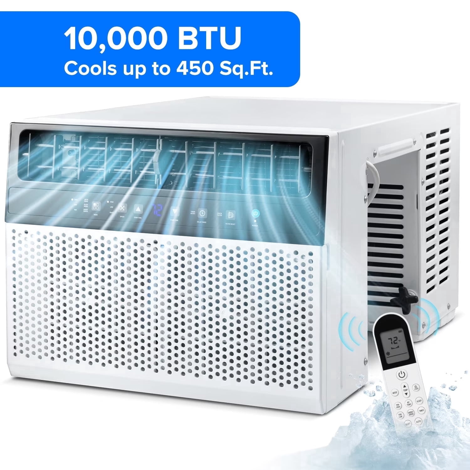 KISSAIR 10,000 BTU 450 Sq.ft Window Air Conditioner, 115V U-Shape Window Air Conditioner with 6 Cooling & 3 Fan Modes, White & Black