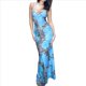 thumbnail image 1 of Vestido Bohemio de Verano para Mujer, con Estampado Floral y Tirantes Finos, Sin Mangas, Cuello Cuadrado, Ajustado, para Playa, 2025 Azul M, 1 of 10