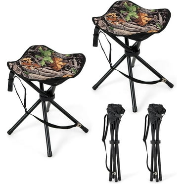 LDAILY Moccha 2 Pack Hunting Stools, Small Tripod Chairs with Shoulder Strap, Sturdy Metal Frame, Lightweight Portable Hunting Stools for Hunting, Fishing, Camping, Hiking, Backpacking, Camouflage