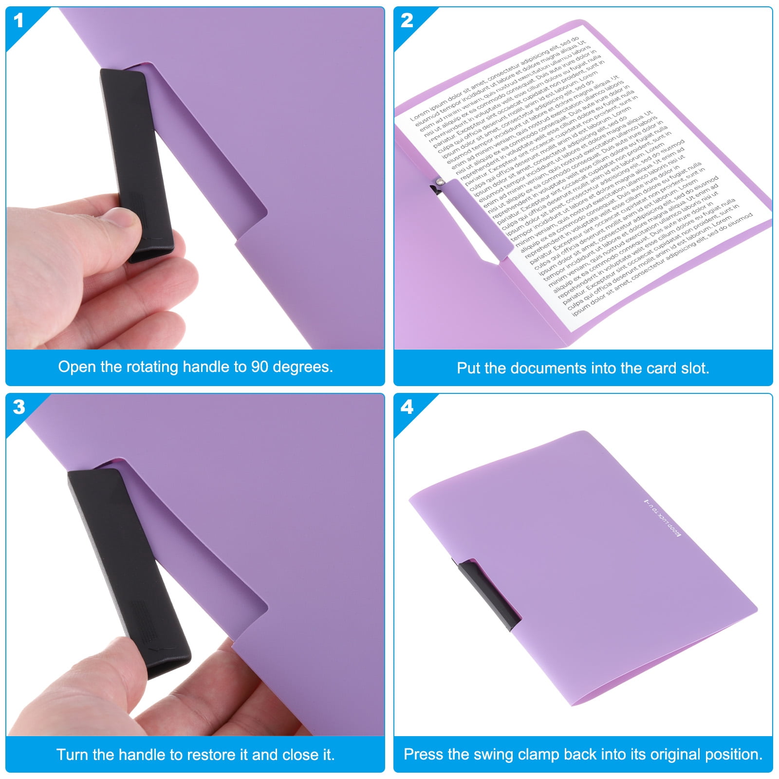 Uxcell Plastic Folders with Mid-Side Swing Clip, 10 Pcs Presentation Folders, Blue