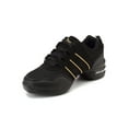 thumbnail image 1 of Kesitin Girls Lightweight Cushioned Dancing Sneakers Athletic Breathable Comfortable Split Sole Sneaker Black Gold Style B 7, 1 of 5