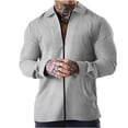 thumbnail image 1 of KIHOUT Men's Spring Coat Solid Color Zipper Long Sleeve Turn-down Collar Jacket Casual Cardigan with Pocket,Size S-3XL, 1 of 6