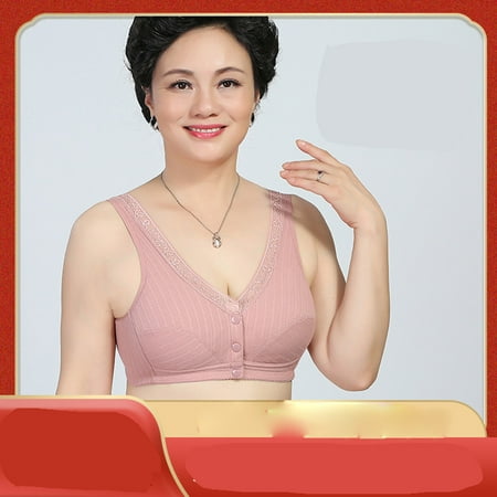 Tao Tao Bras For Older Women Front Closure Bras for Women Front Closure Womens Bra with Front Closure Front Button Senior Bras Pink XL