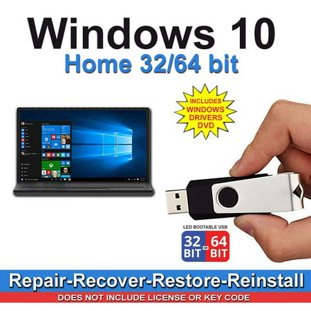 Windows Home 32/64 bit Install, Repair, Recovery & Restore USB Flash Drive with 2019 Drivers (Best Hard Drive Recovery Service)