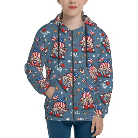 

Hoodies for Teen Girls Boys party USA Flag A Long Sleeve Youth Kids Essentials Zip Up Hoodie Lghtweight Fashion Hoodies & Sweatshirts Jacket Fall Winter Outfits Tops