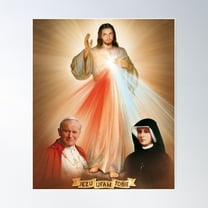 Divine Mercy, St. Faustina, Pope John Paul Ii Poster Wall Art, Modern Wall Decor For Living Room Bedroom, 16x24 UNFRAMED