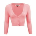 thumbnail image 4 of Mak Women's Cropped Bolero V-Neck 3/4 Sleeve Cardigan - Rosa Apparel, 4 of 11