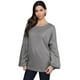 thumbnail image 4 of ABPHQTO Top de manga hinchada informal gris suelto para mujer, 4 of 5
