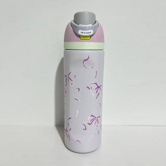 Owala FreeSip Stainless Steel Water Bottle, 24oz, Pink Bows