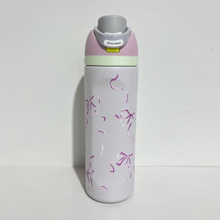 Owala FreeSip Stainless Steel Water Bottle, 24oz, Pink Bows