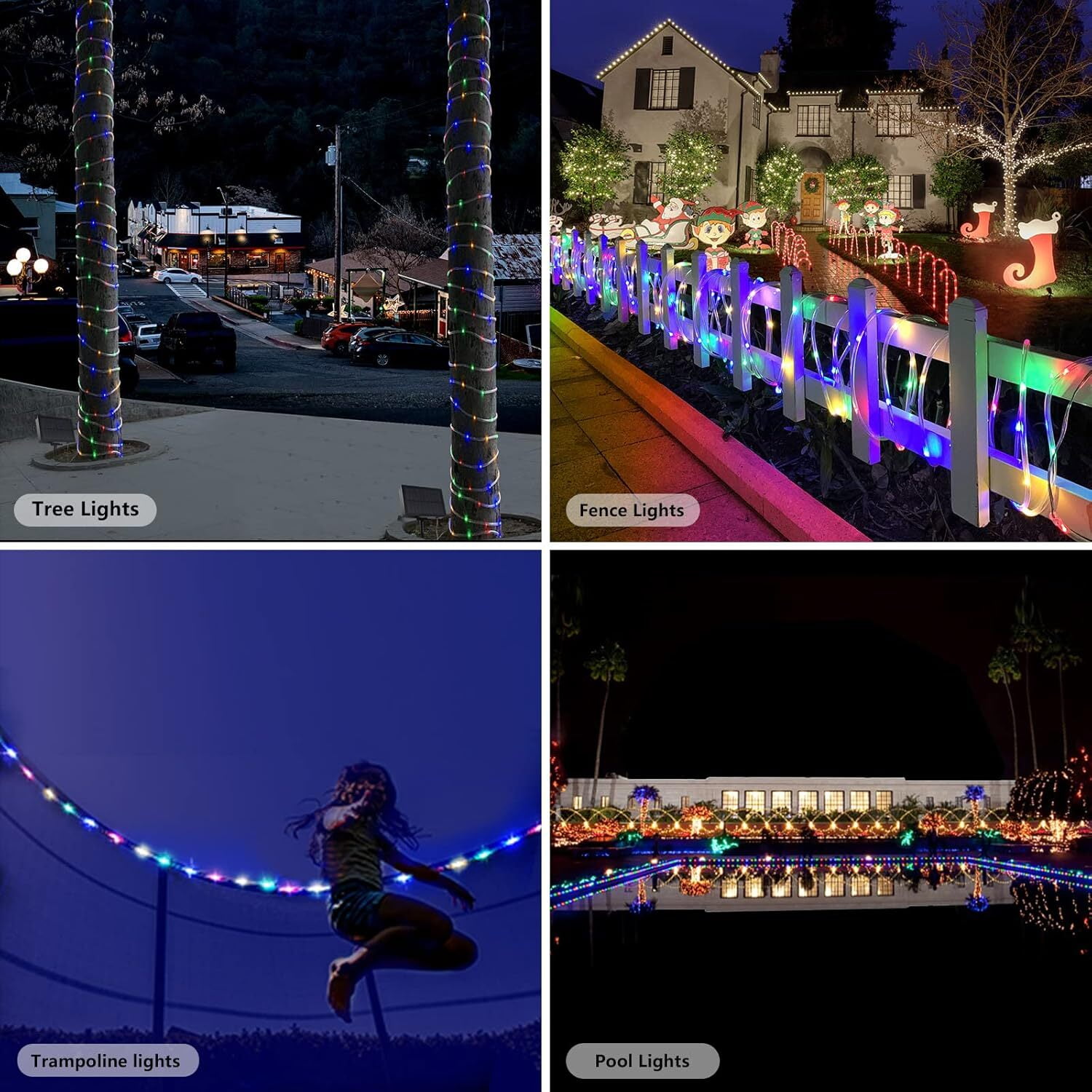 Solar Rope Lights 2 Pack,39FT 100LEDs Multicolored Waterproof Outdoor String Lighting, 8 Modes, for Pathway Pool Patio Garden Palm Tree Christmas Halloween(Multi-Color)