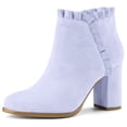 thumbnail image 1 of Unique Bargains Women's Ruffle Chunky Heel Ankle Boots, 1 of 5