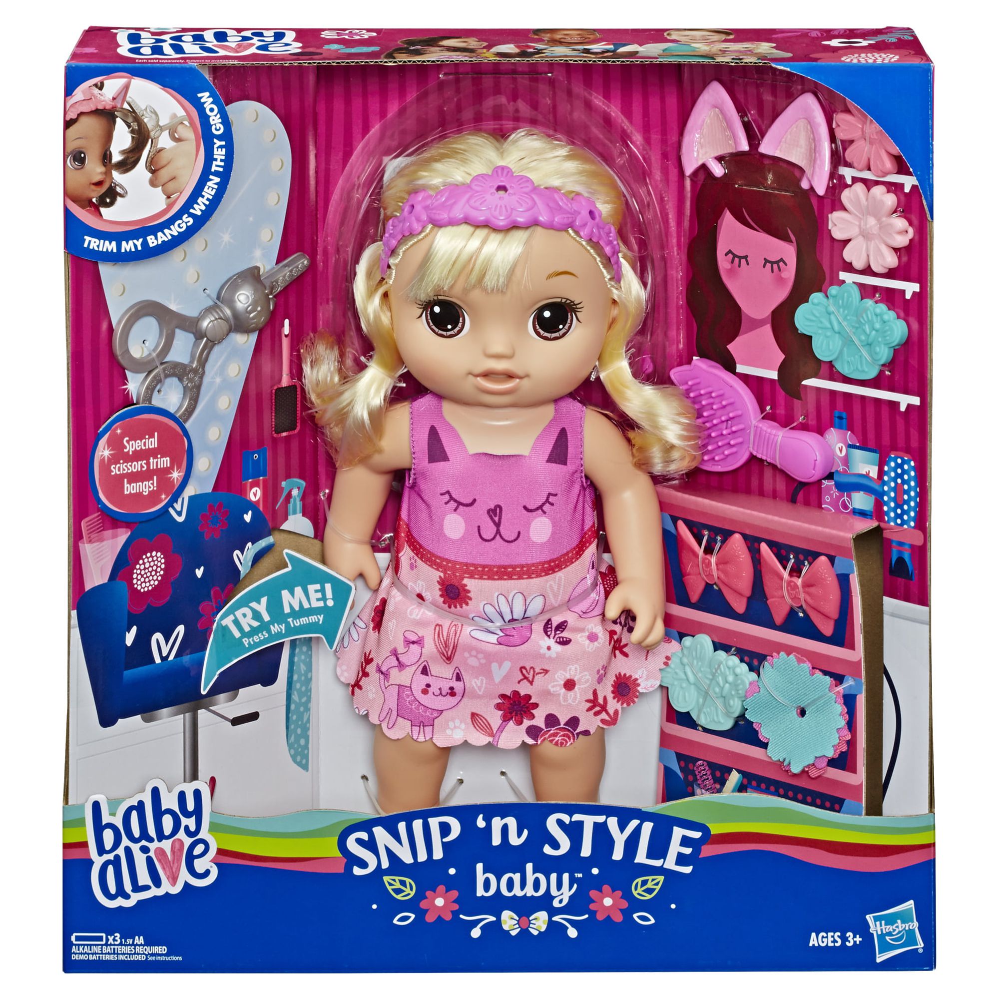 Baby Alive: Snip 'n Style Baby 15-Inch Doll Blonde Hair, Brown Eyes Kids Toy for Boys and Girls - image 3 of 13
