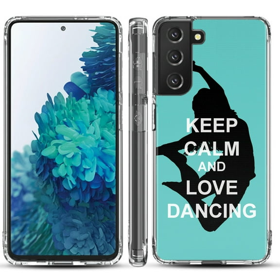 Shockproof Hybrid Bumper Phone Case for Samsung galaxy S21  5G / S21 Plus 5G, by OneToughShield ® - Keep Calm / Dancing