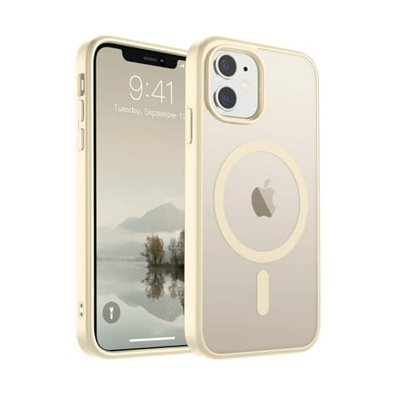 Magnetic for iPhone 11 Phone Case (Compatible with MagSafe) (Military Grade Drop Protection) Slim Translucent Matte Shockproof with Anti-Fingerprint Phone Case,Antique White