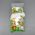 thumbnail image 1 of Ambesonne Cartoon Bedding Set 3 Pcs, Zoo Mascots, Twin, Multicolor, 1 of 3