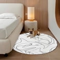 thumbnail image 2 of Black White Shark Round Area Rug 3Ft Washable Small Circle Rugs for Kitchen Entryway, Modern Line Abstract Art Non-Slip Carpet Floor Mats Indoor Outdoor Carpet Runner Aesthetic Home Decor, 2 of 8
