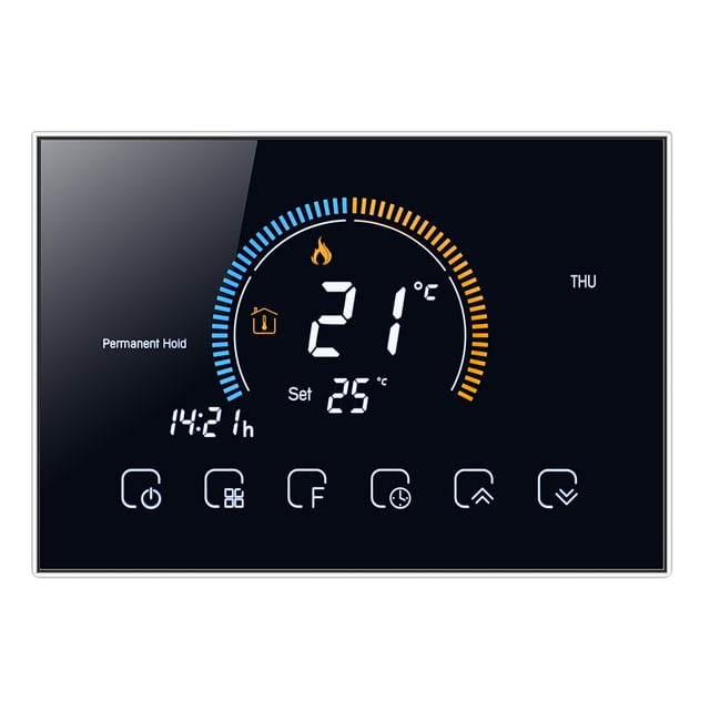 Smart Thermostat, Large 4.8in Color Backlit LCD Screen, Customizable Temperature, Memory Function, Programmable Modes for Water Gas AC95-240V with Temperature Controller