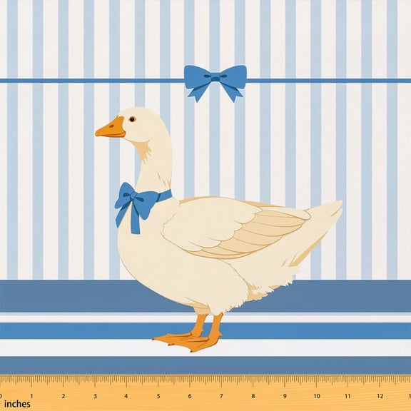 Manfei Cute Goose Fabric by the Yard 1 Yard, Kawaii Animal Home Decor Fabric by the Yard, Blue