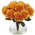 thumbnail image 6 of Nearly Natural Rose Arrangement Artificial Flowers with Vase, Pink, 6 of 10