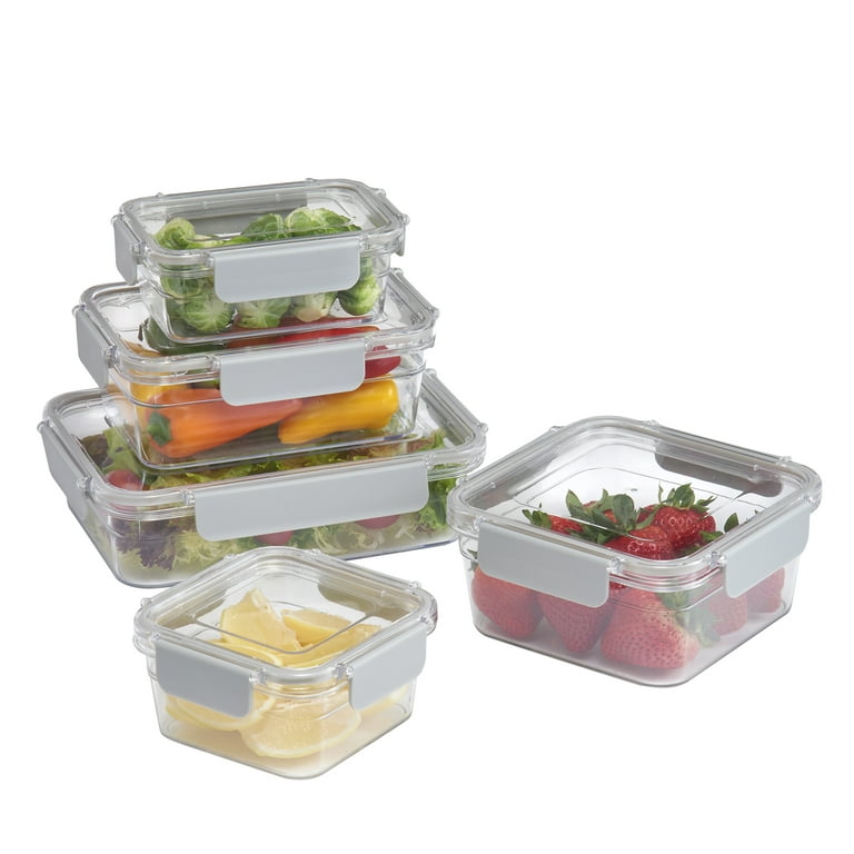 Mainstays 5 Pack Tritan Food Storage Container, Clear with Soft Silver  Latches, 5 Sizes With Total 4.39L 
