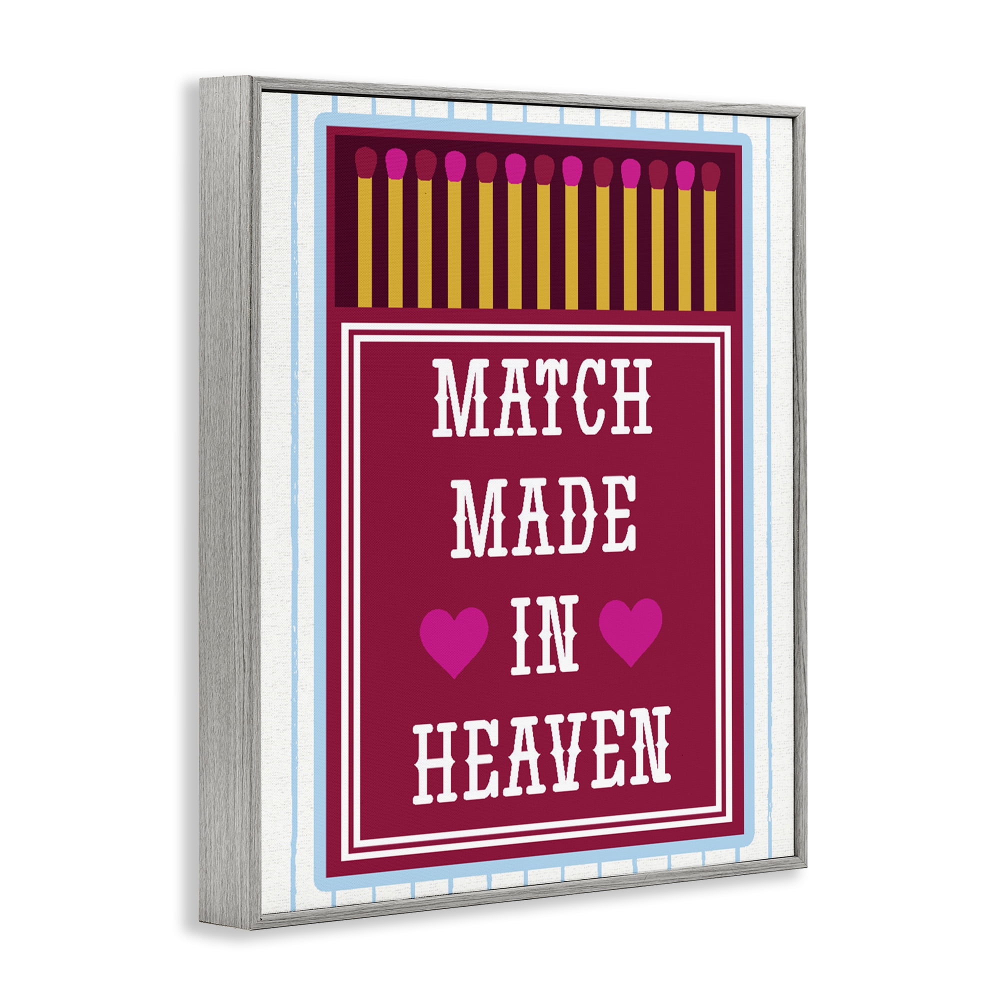 Stupell Industries Vintage Match Made In Heaven Gray Framed Giclee Art, design by Lil' Rue