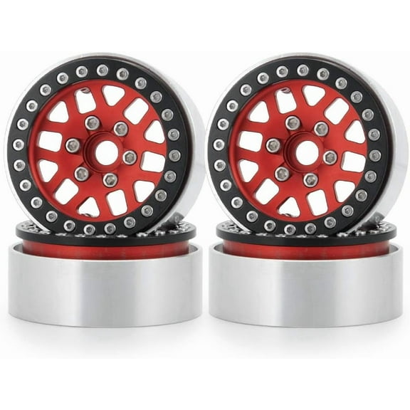 Aluminum Metal Red & Black 1.9 Inch RC Crawler Car Axial SCX10 D90 TRX4 -Pack of 4 Lightweight Upgrade