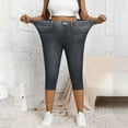 thumbnail image 7 of CQONEPT Capri Jeans for Womens Stretchy Pull On Jeggings with Pockets Jean Pants Y2k Not Denim Fabric Gray L, 7 of 7
