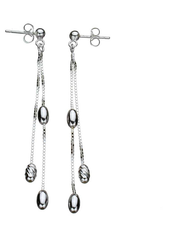 Beads Silver Earrings Italy Chain Dangle