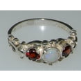thumbnail image 6 of LBG British Made 925 Sterling Silver Natural Opal & Garnet Womens Trilogy Ring - 33 size options - Sizes 4 to 12 Available, 6 of 7