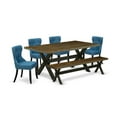 thumbnail image 2 of East West Furniture X677SI121-6 6-Piece Modern Dining Set- 4 Parson Dining Room Chairs with Blue Linen Fabric Seat and Button Tufted Chair Back - Rectangular Top & Wooden Cross Legs Kitchen Table and, 2 of 10