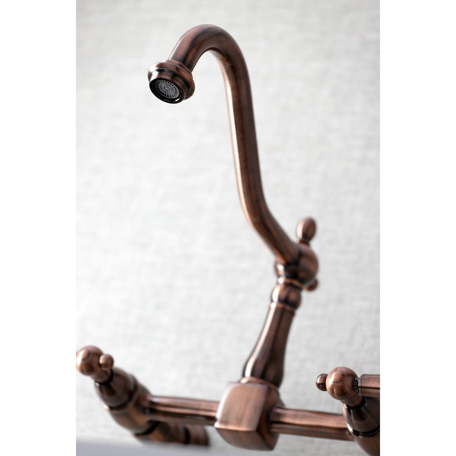 Kingston Brass KS124ALAC Heritage Wall Mount Bridge Kitchen Faucet, Antique Copper