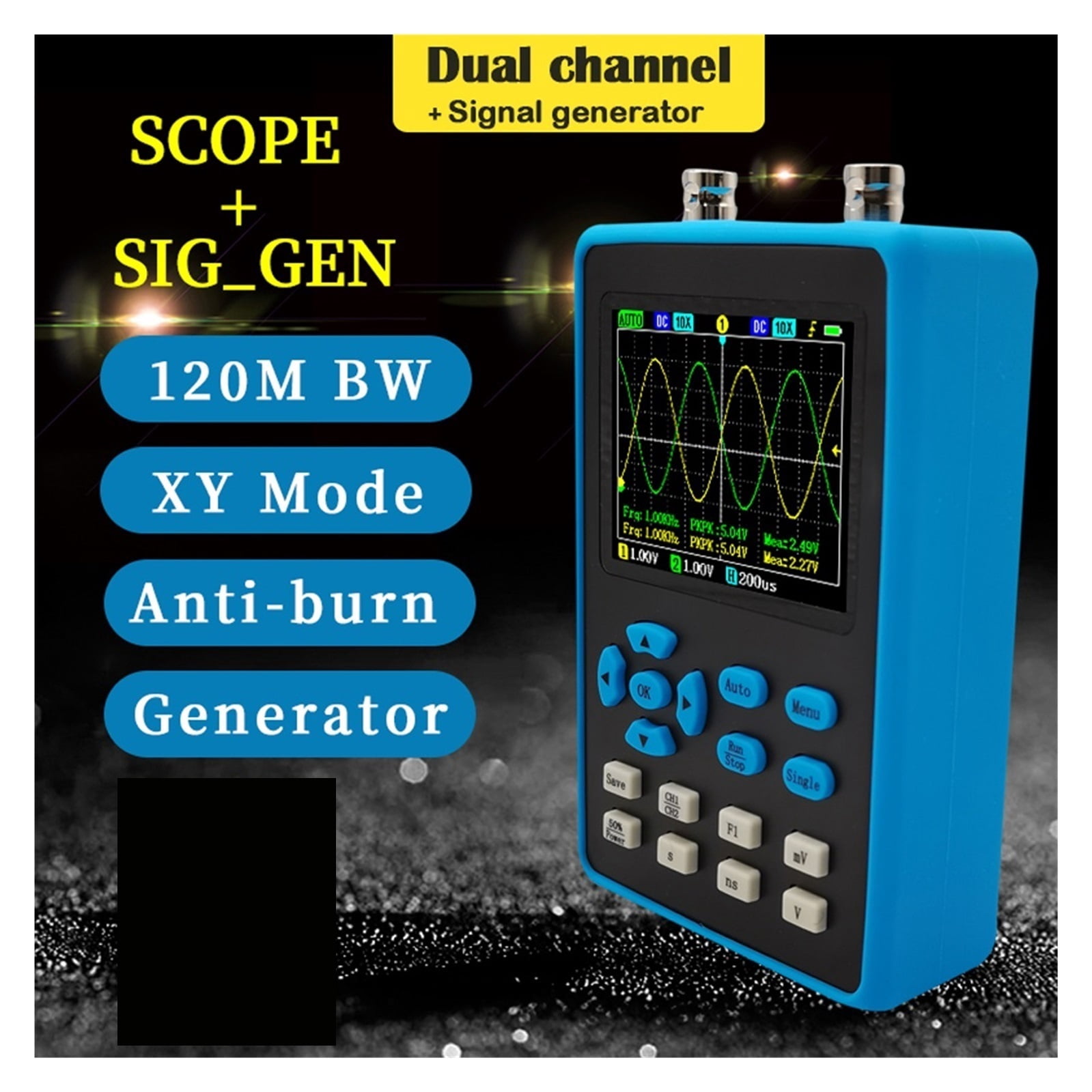 DSO2512G Portable Digital Oscilloscope 120M Bandwidth Single/Dual Channel Signal Generator Spectrum Analysis ,Professional Designed