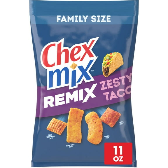 Chex Mix Remix Zesty Taco Savory Snack Mix, Snack Bag, Family Size, 11 oz