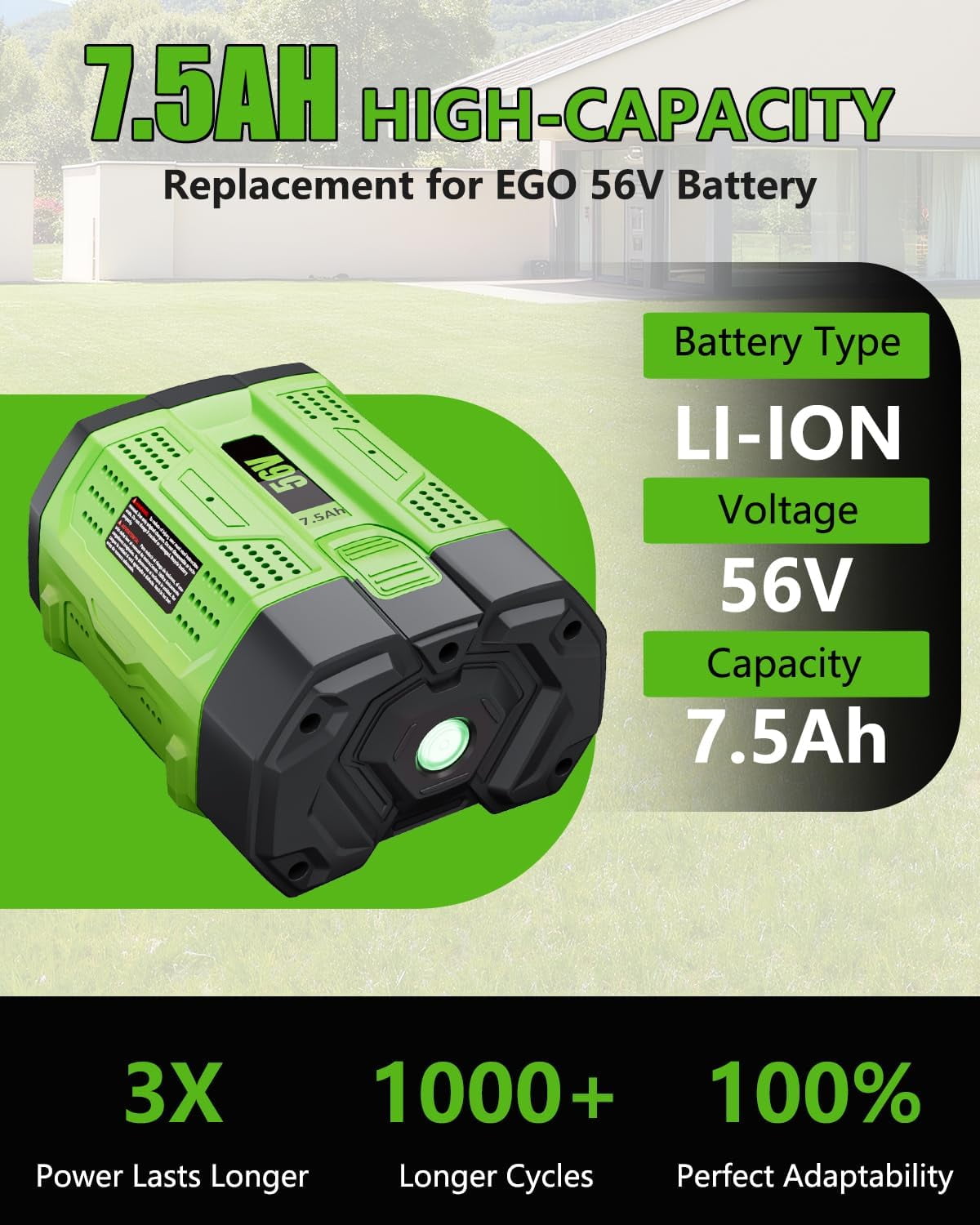 2Pack 7.5Ah Replacement for EGO 56V Battery Compatible with EGO 56 Volt Lithium-Ion Battery Power Tools