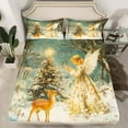 thumbnail image 2 of Feelyou Vintage Fairy Elf Twin Sheet Sets for Kids, Christmas Reindeer Twin Fitted Sheet, Princess Flat Sheet, , Lightweight Room Decor, 3-Piece, 2 of 7