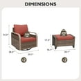thumbnail image 3 of EAGLE PEAK 4 Piece Wicker Outdoor Rocking Chairs with Ottomans, Rattan Swivel Rocker Patio Chairs for Backyard Deck Porch & Garden, Brown/Red, 3 of 8