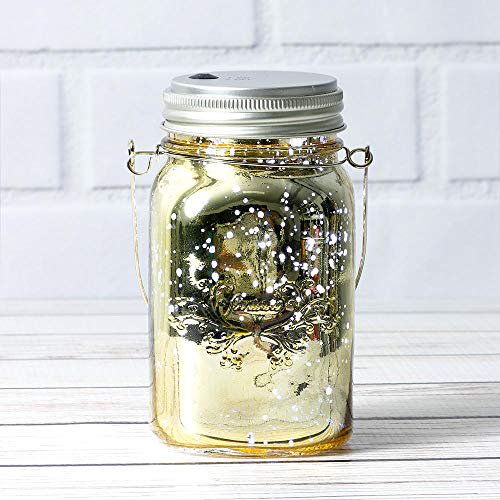 Fantado Regular Mouth Gold Mercury Glass Mason Jar Light w/ Hanging