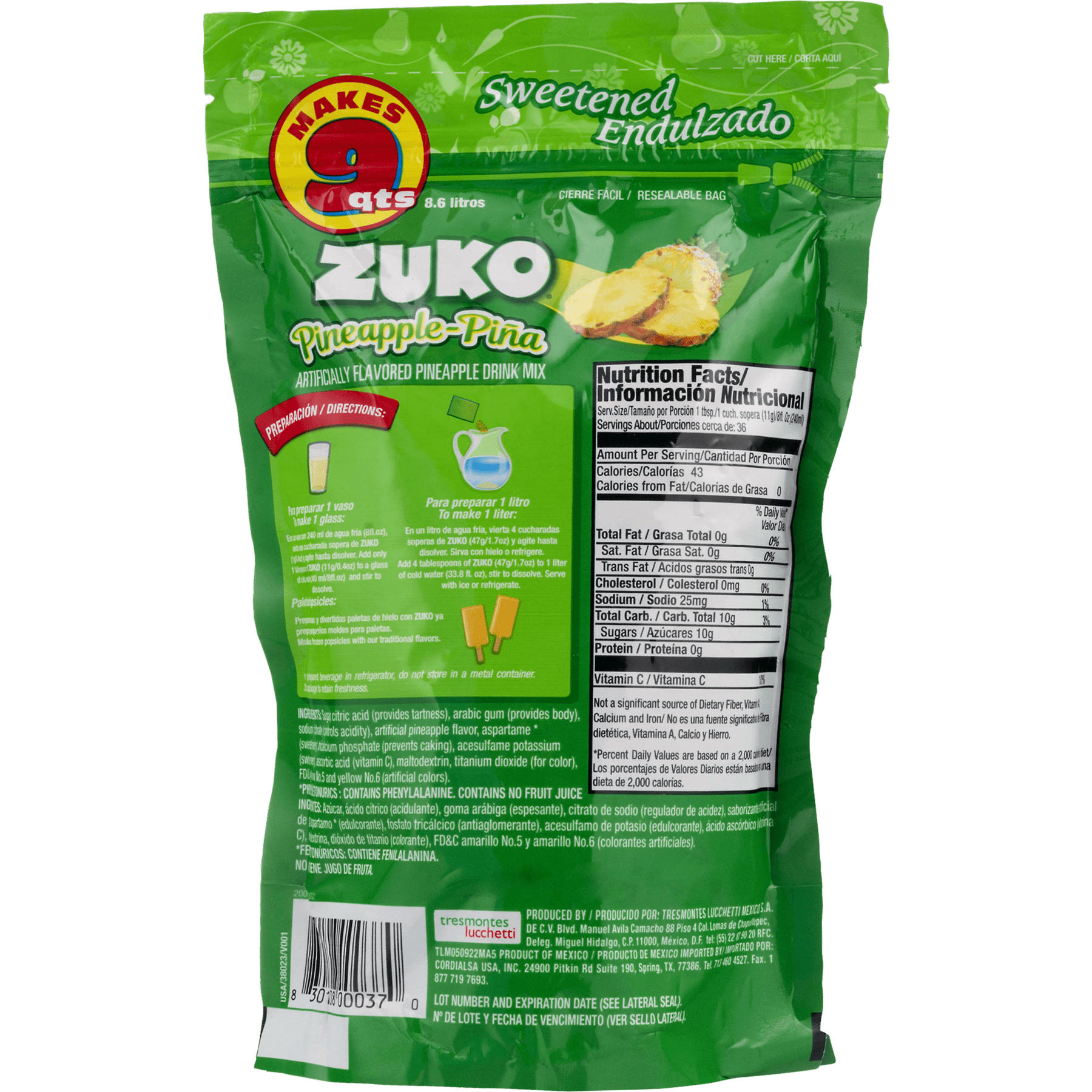 (6 pack) Zuko Pineapple Drink Mix, 14.1 Oz