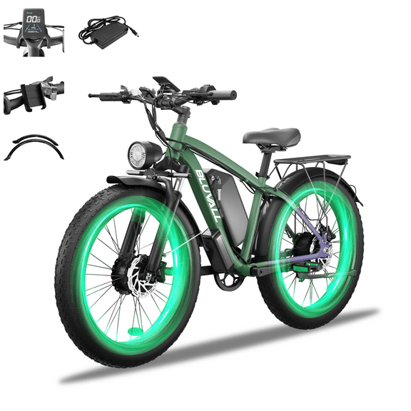 B1 48V 3000W Peak Dual-Motor Fat-Tire E-Bike 26" Front Suspension CE Certified for Snow Beach Trail