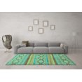 thumbnail image 3 of Ahgly Company Machine Washable Indoor Round Southwestern Turquoise Blue Country Area Rugs, 8' Round, 3 of 4